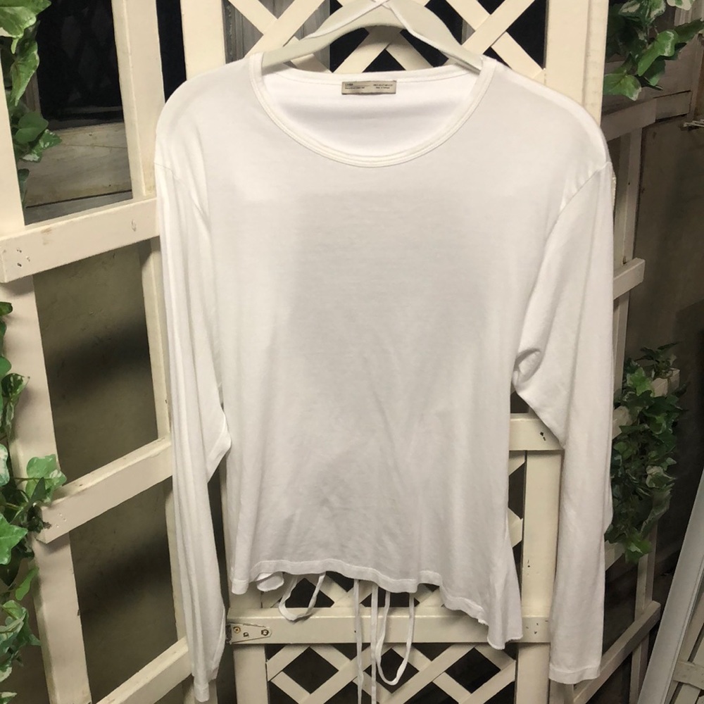Zara Basic Collection White Wrap LS Top